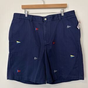 Vineyard Vines Mens Club‎ Shorts 38 Burgee Flag Chino Navy Embroidered Coastal